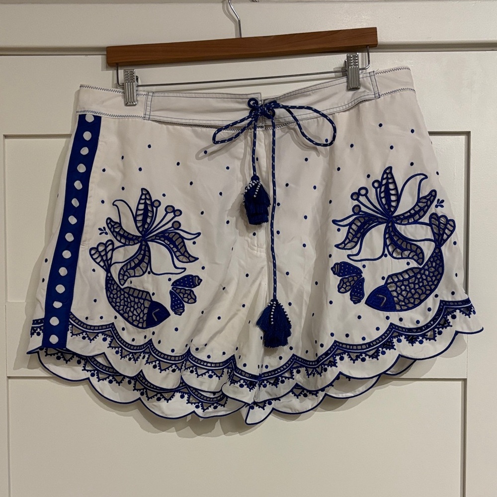 FARM Rio White Shorts with Blue Accents